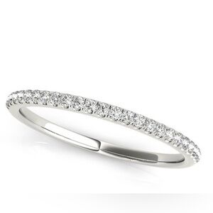 Ladies 14K White Gold 1.5mm Diamond 1/2 Eternity Band .15 ct, 23 Natural Diamond